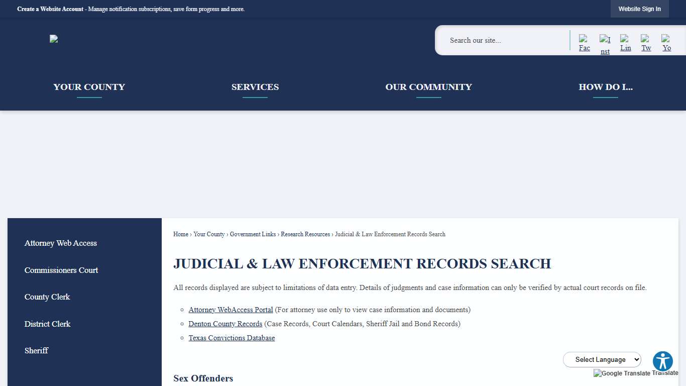 Judicial & Law Enforcement Records Search | Denton County, TX